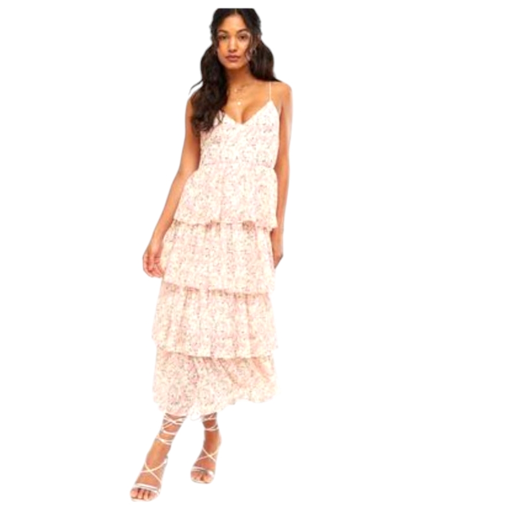 JUST ME Floral Tiered Sequin Midi/Maxi Dress
